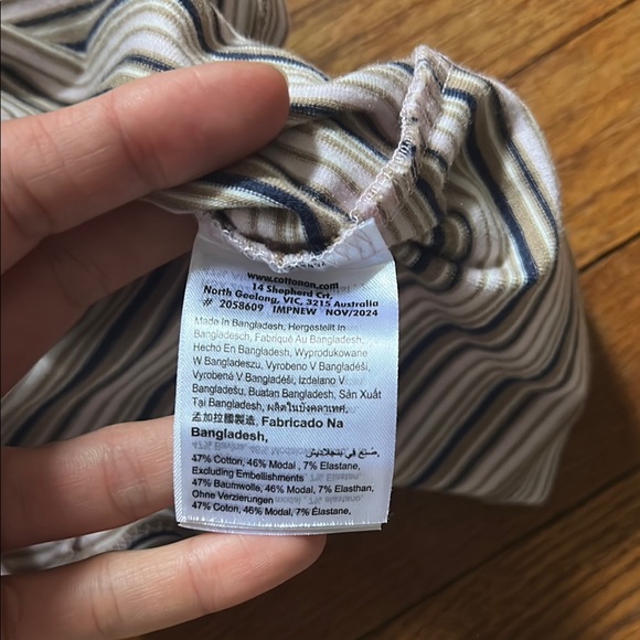 Cotton On Navy and Tan Striped Tee - Picture 3 of 3
